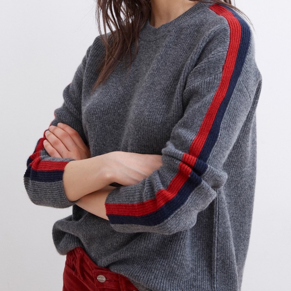Stripe Cashmere Crewneck Sweater (Velvet by G & S)